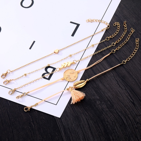 'Pink Earth' Shell & Tassel 6-Piece Bracelet Set - Picture 4 of 8